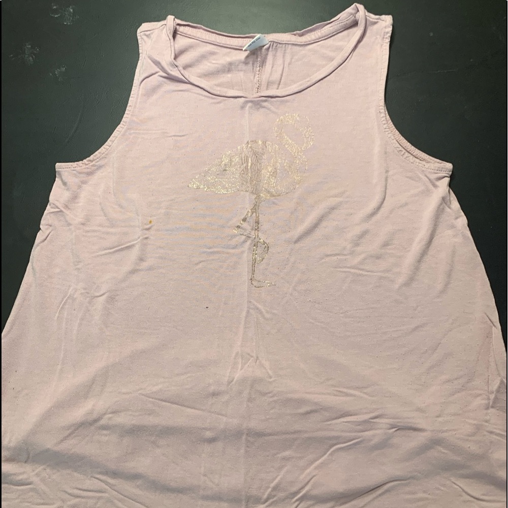 Pale pink flamingo tank top